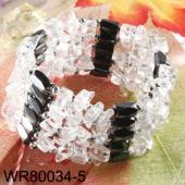 36inch White Clear Crystal Quartz Stone Chip Magnetic Wrap Bracelet Necklace All in One Set